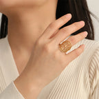 Vegvisir-ring Viking runekompass gull 1