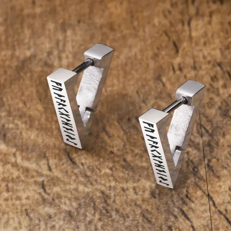 Boucles d'Oreilles Runiques Viking Homme Femme Nordique argent
