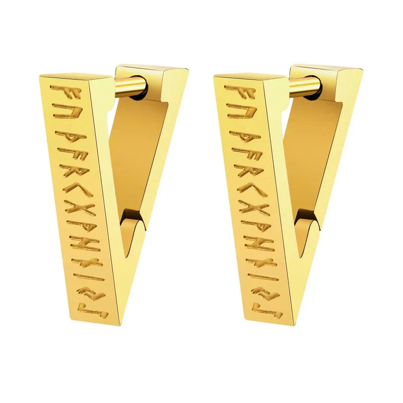 Boucles d'Oreilles Runiques Viking Homme Femme Nordique or