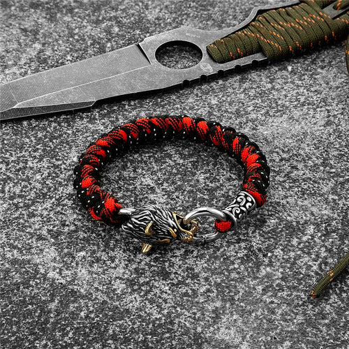 Fenrir Overlevelsesarmbånd - Gourmet armbånd i faldskærmsreb Viking Ulv 2