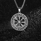 Náhrdelník Kompas Vegvisir Viking černý Přívěsek
