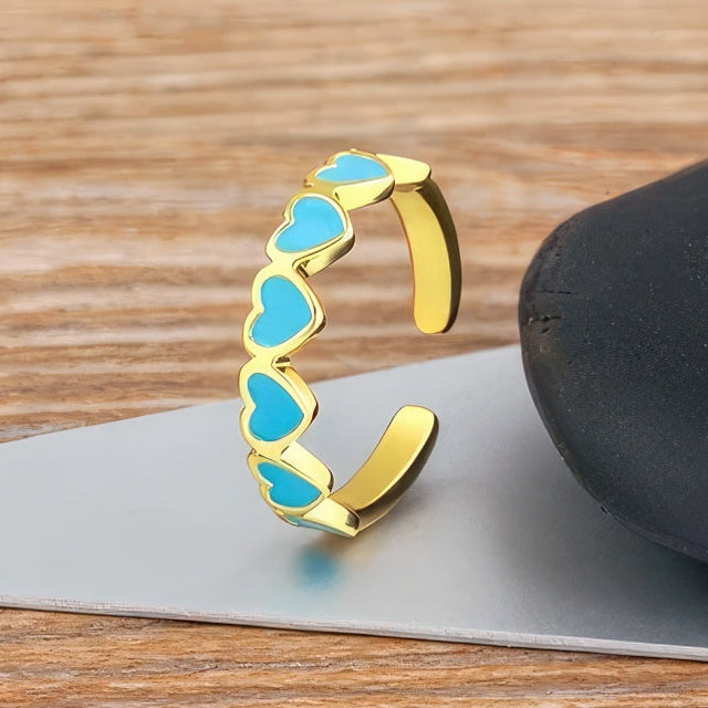 Ring med 6 hjerter til kvinder i guld 