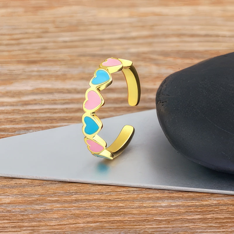 Ring med 6 hjerter til kvinder i guld 