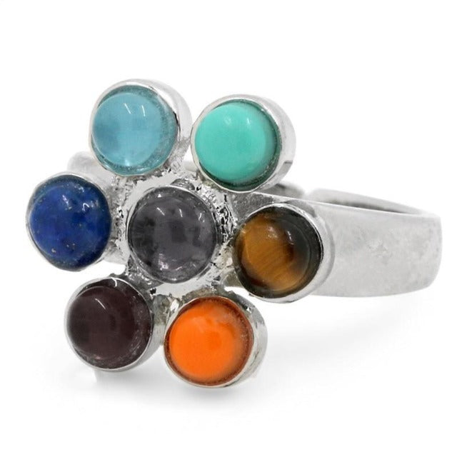 7 Chakra ring i sølvfarve