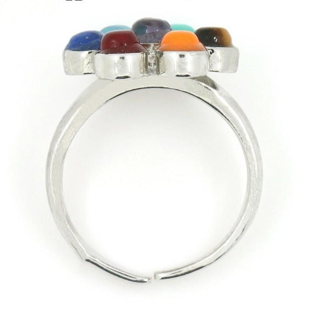 7 Chakra ring i sølvfarve