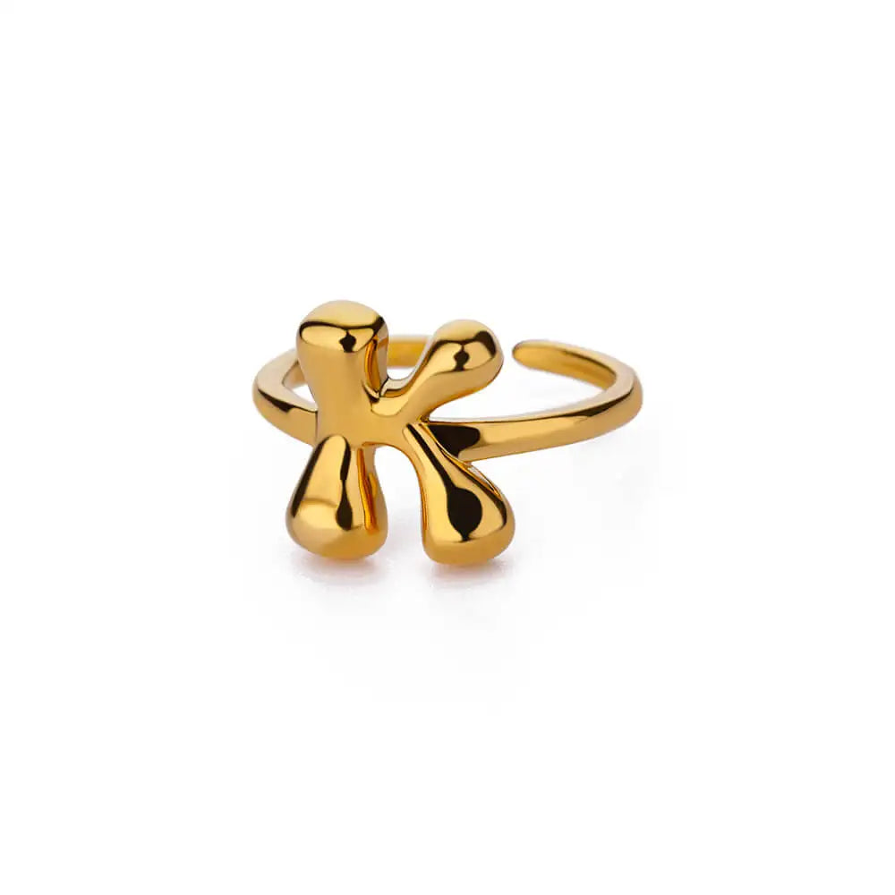 Justerbar personlig ring med initial k