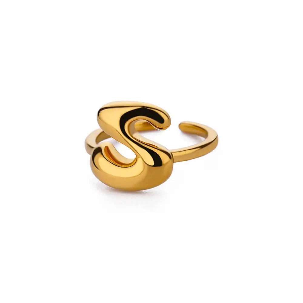 Justerbar personlig ring med initial s