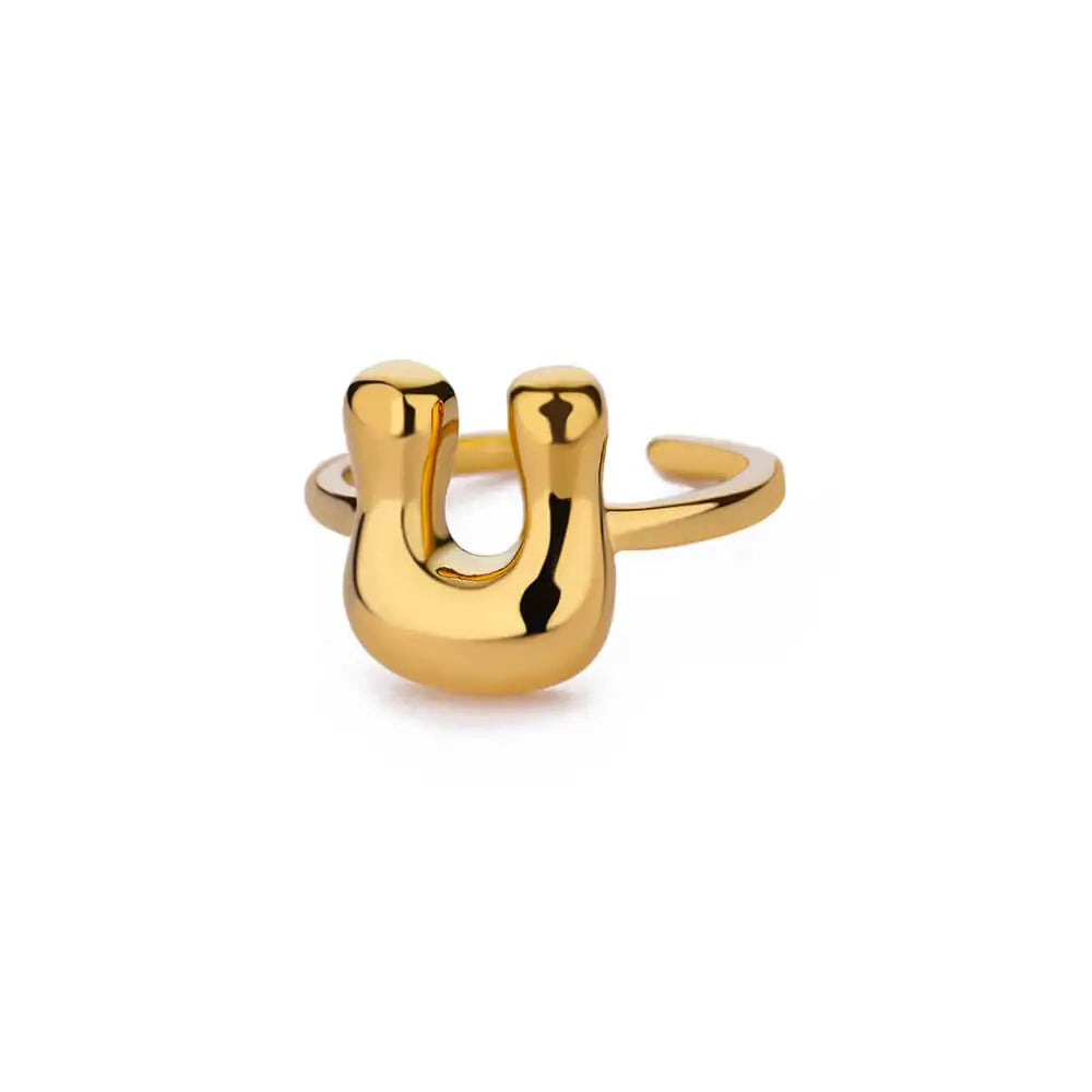 Justerbar personlig ring med initial u