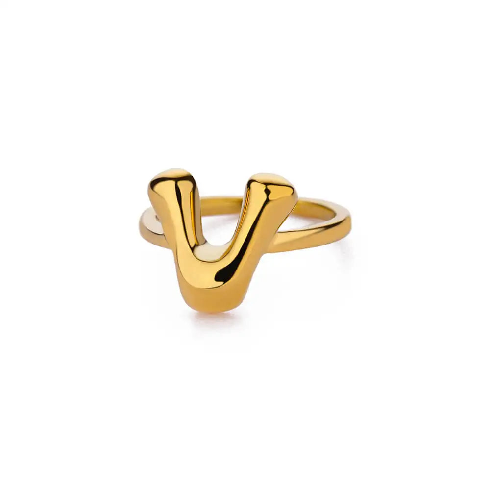 Justerbar personlig ring med initial v
