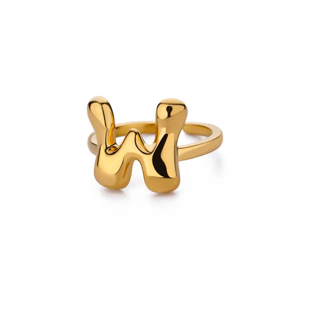 Justerbar personlig ring med initial w