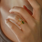 Justerbar ring med rektangulær fødselsstein november