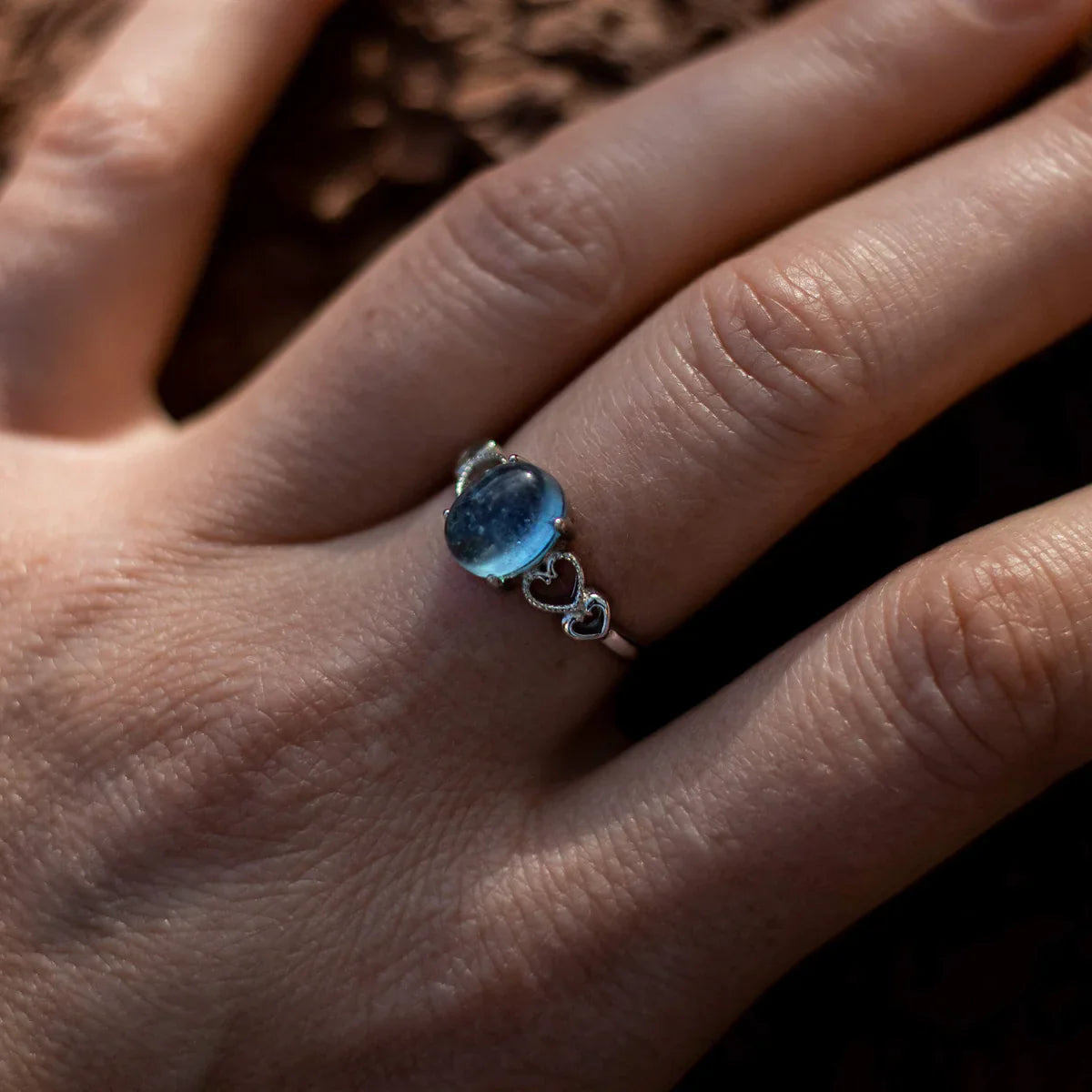 Justerbar ring "Havkrystal" i Ametyst 