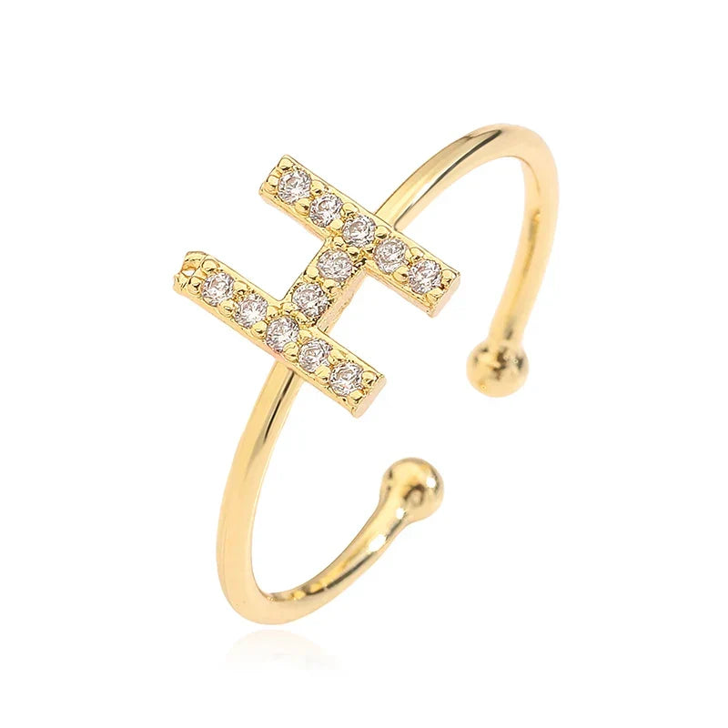 Justerbar personlig ring med initial h