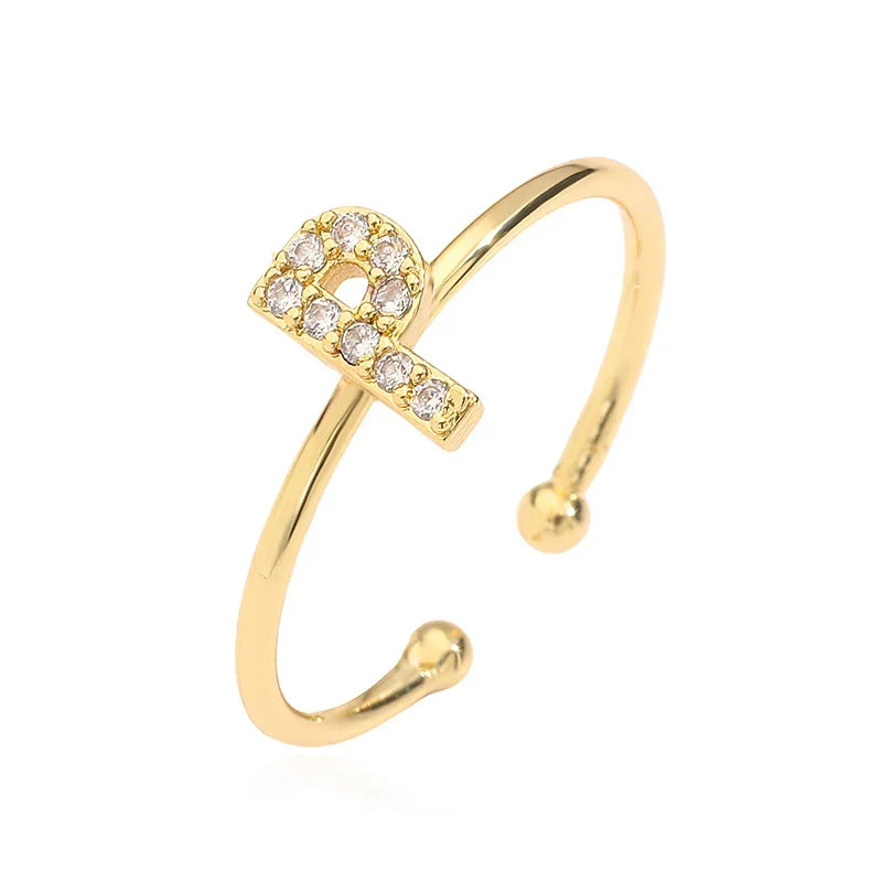 Justerbar personlig ring med initial p