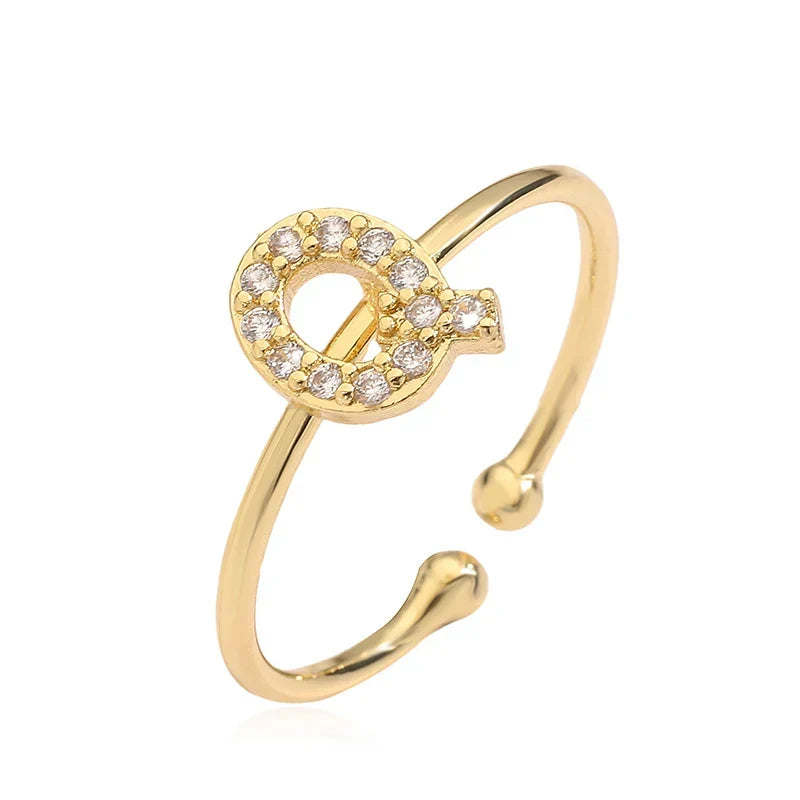 Justerbar personlig ring med initial q