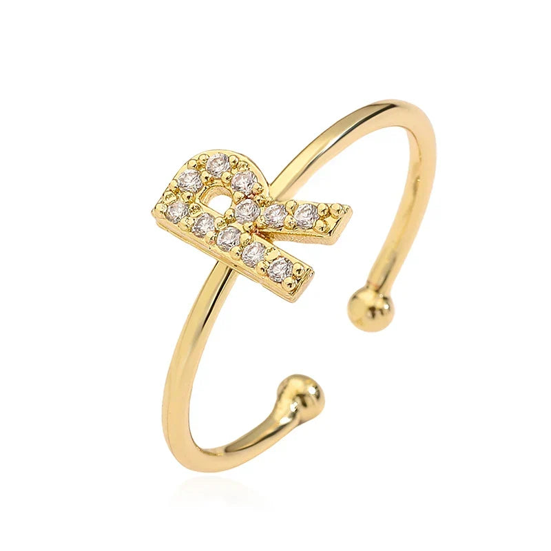 Justerbar personlig ring med initial r