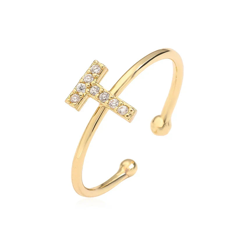 Justerbar personlig ring med initial t