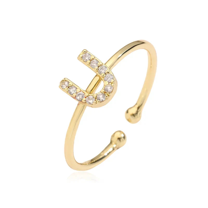 Justerbar personlig ring med initial u