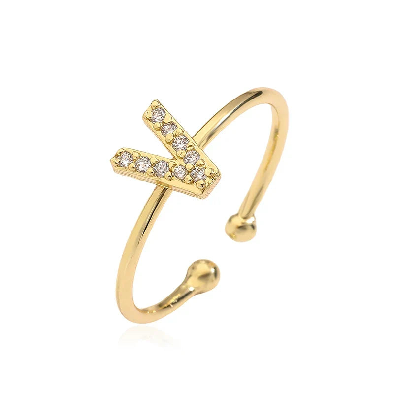 Justerbar personlig ring med initial v