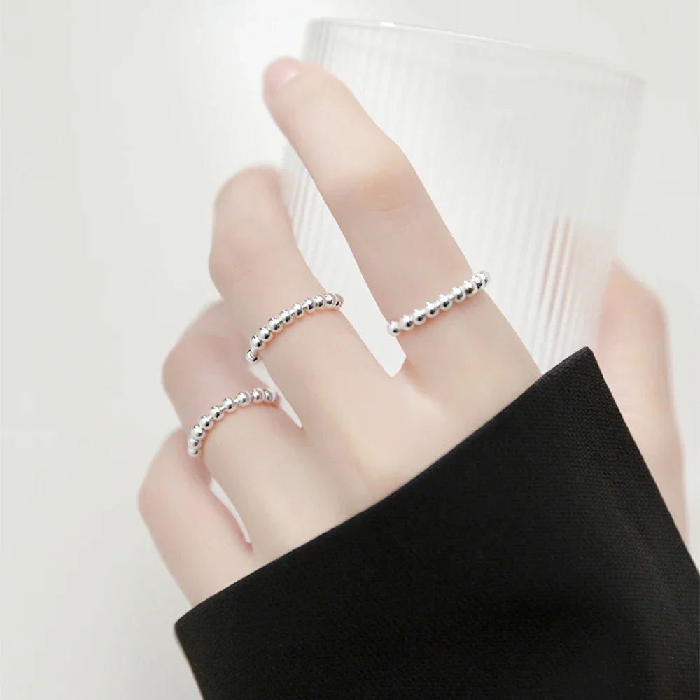 Prsten Antistresový kroužek a otáčející se perly pro muže nebo ženy stříbrný