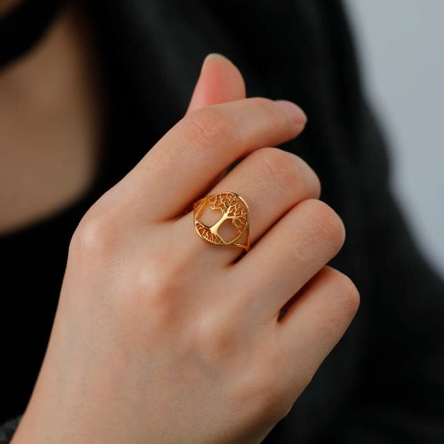 Ring Livets Tre for kvinner Gull