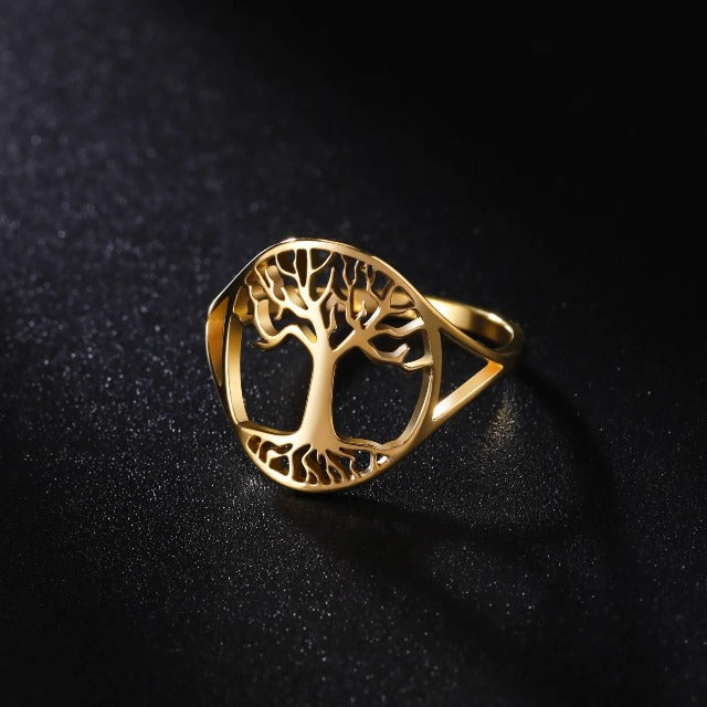 Bague Anneau Arbre de Vie pour Femme Or 