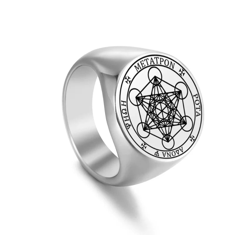 Bague Anneau Cube de Métatron argent b