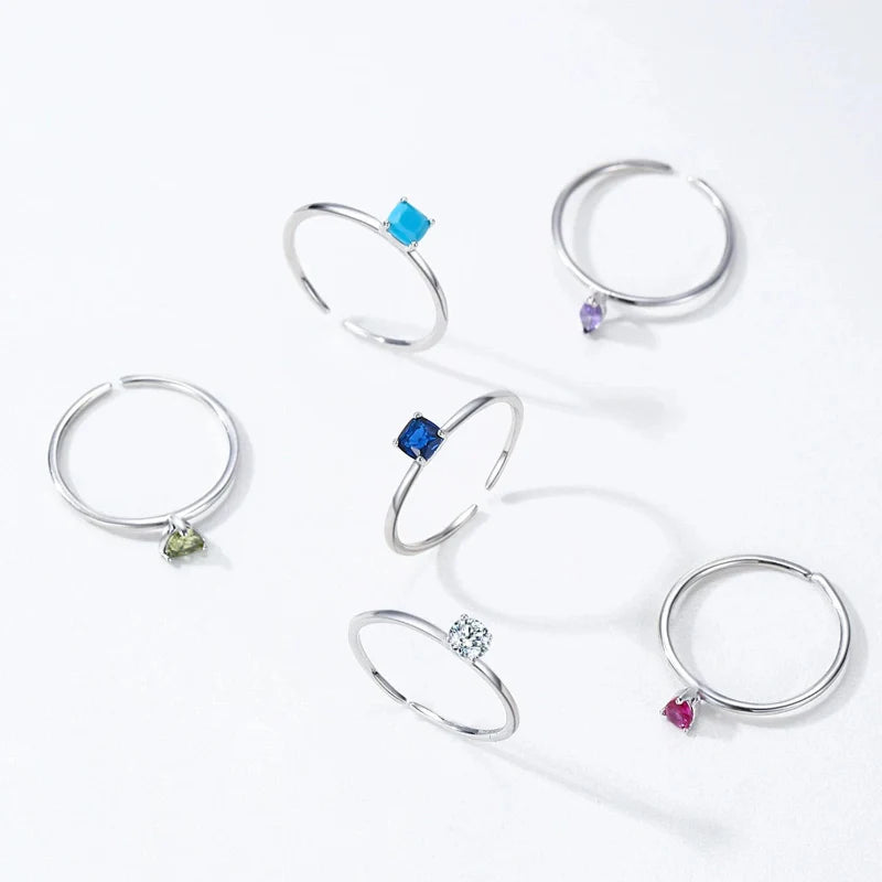 Bague Anneau en Zircon Coloré Pierre de Naissance