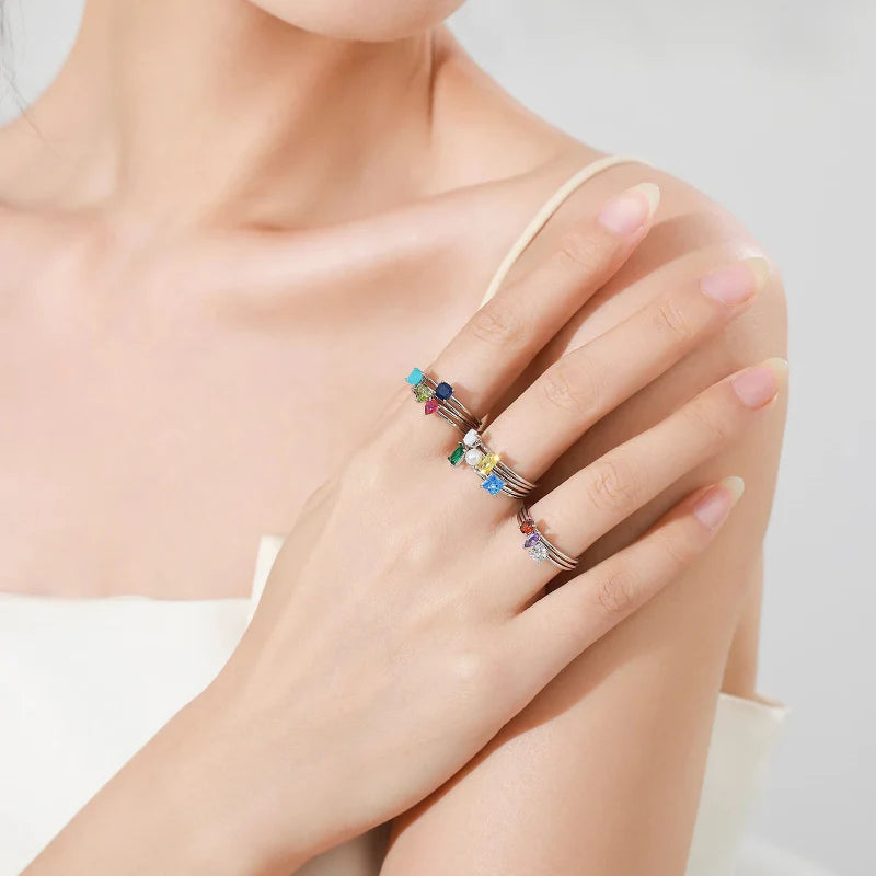 Bague Anneau en Zircon Coloré Pierre de Naissance