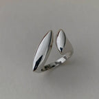 Sølvfarvet Vanddråbe Ring