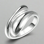 Ring Vanndråpe Sølvfarget og Hul