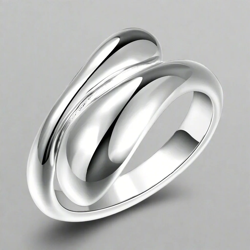 Ring Vanndråpe Sølvfarget og Hul