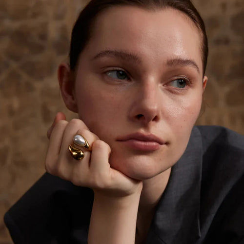 Ring Vanddråbe Hvid Perle guld