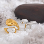 Ring Dråbe Vand Hvid Perle guld