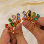 Ring Vanndråpe Farget Perle rød