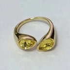 Ring Vanndråpe Farget Perle gul