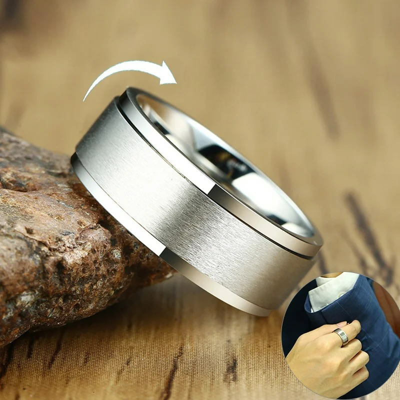 Ring Herre Anti-Stress Drejende sølv