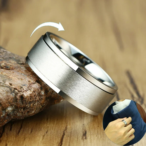 Ring Herre Anti-Stress Drejende sølv