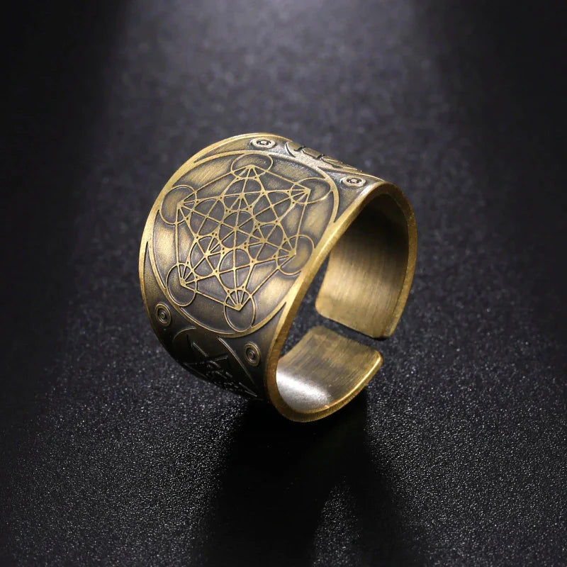 Herre Ring Metatron Kubus guld