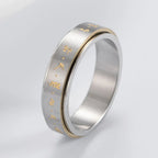 Prsten s vzory pro muže nebo ženy, antistresový otáčivý stříbrný