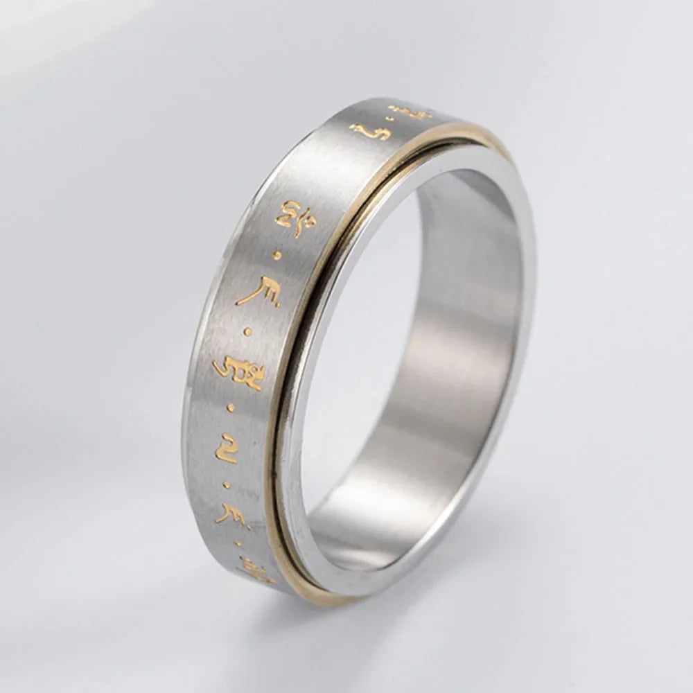 Prsten s vzory pro muže nebo ženy, antistresový otáčivý stříbrný