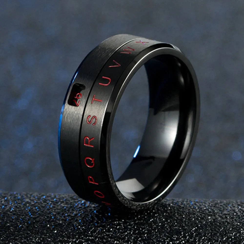 Bague Anneau Lettres Anti-Stress Tournant noir
