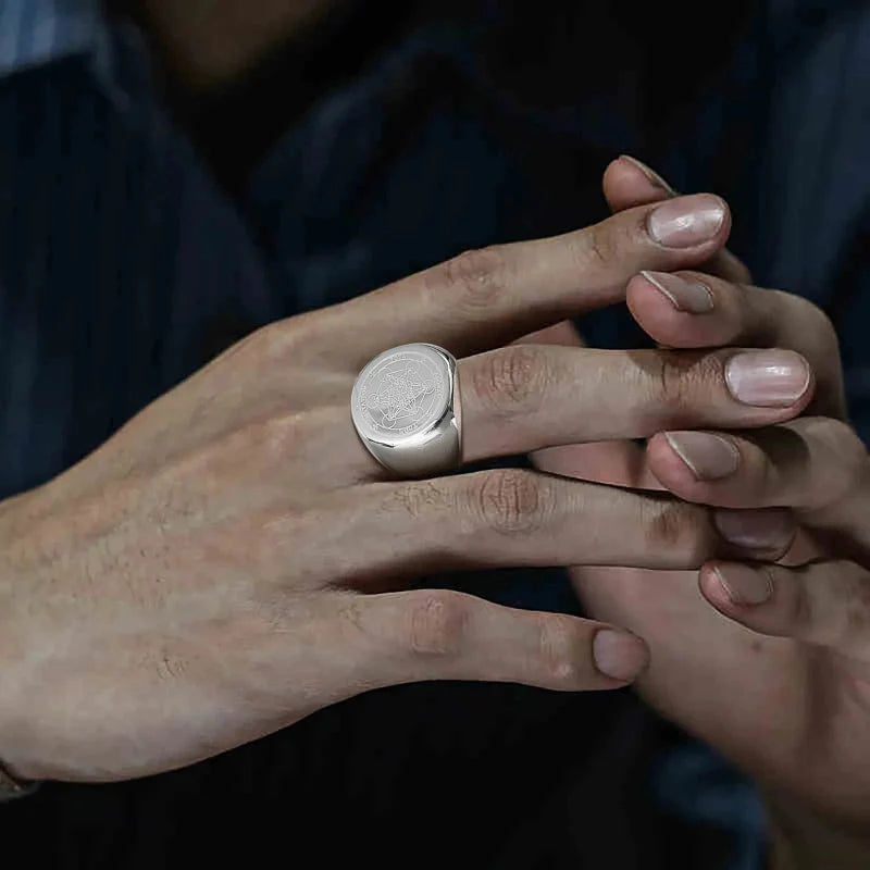 Prsten Černý Krychle Metatron stříbrný