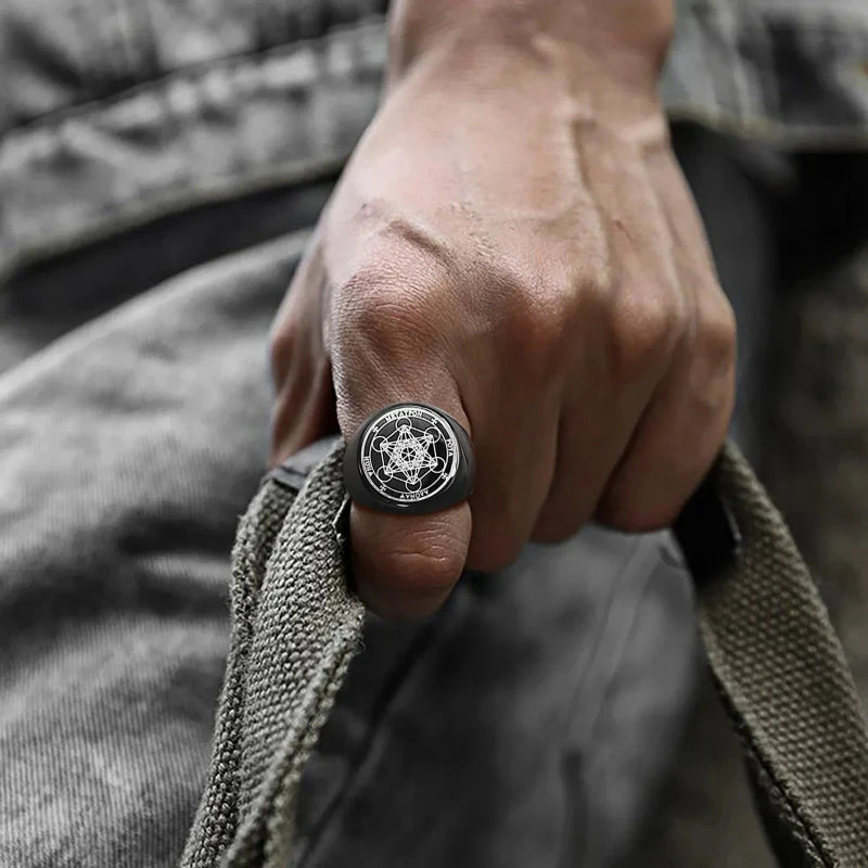 Bague Anneau Noirs Cube Métatron noir