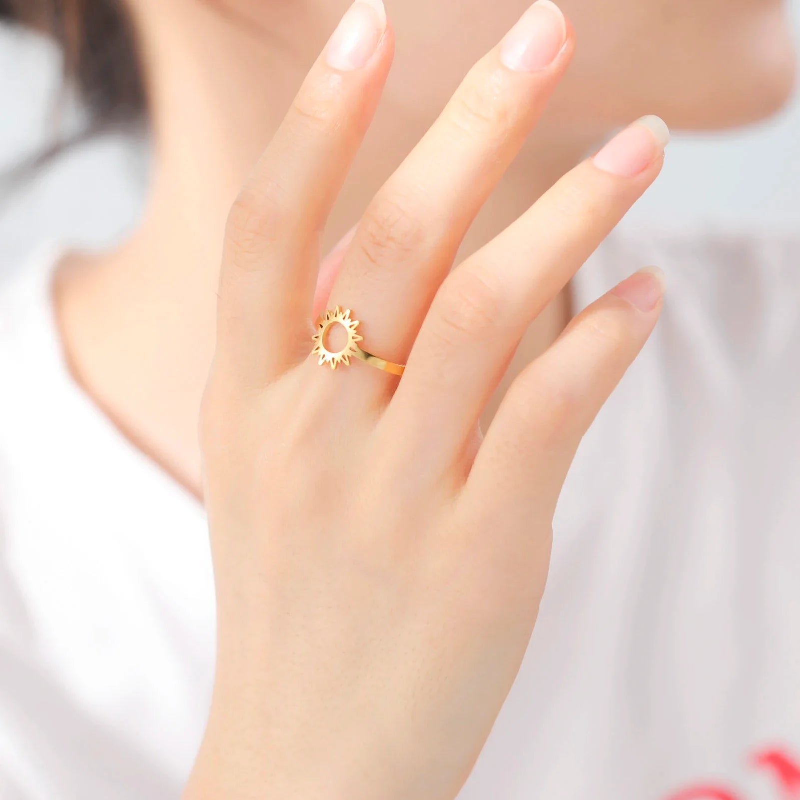 Prsten Sluneční kruh pro ženy zlatý
