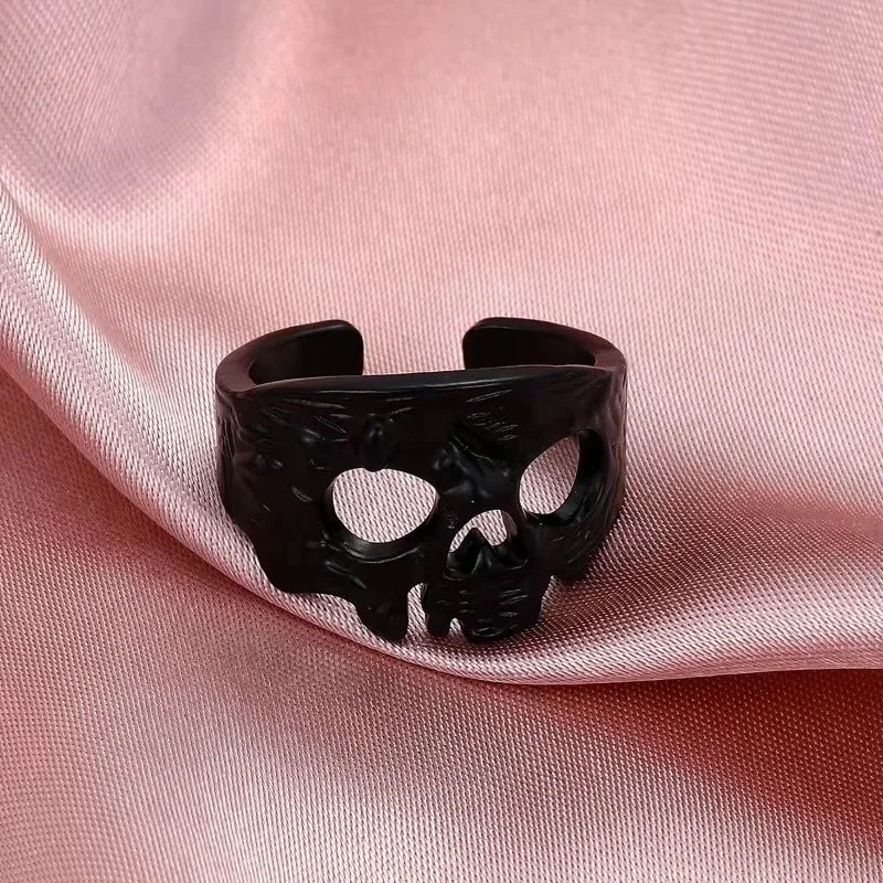 Bague Anneau Tête de Mort Noire