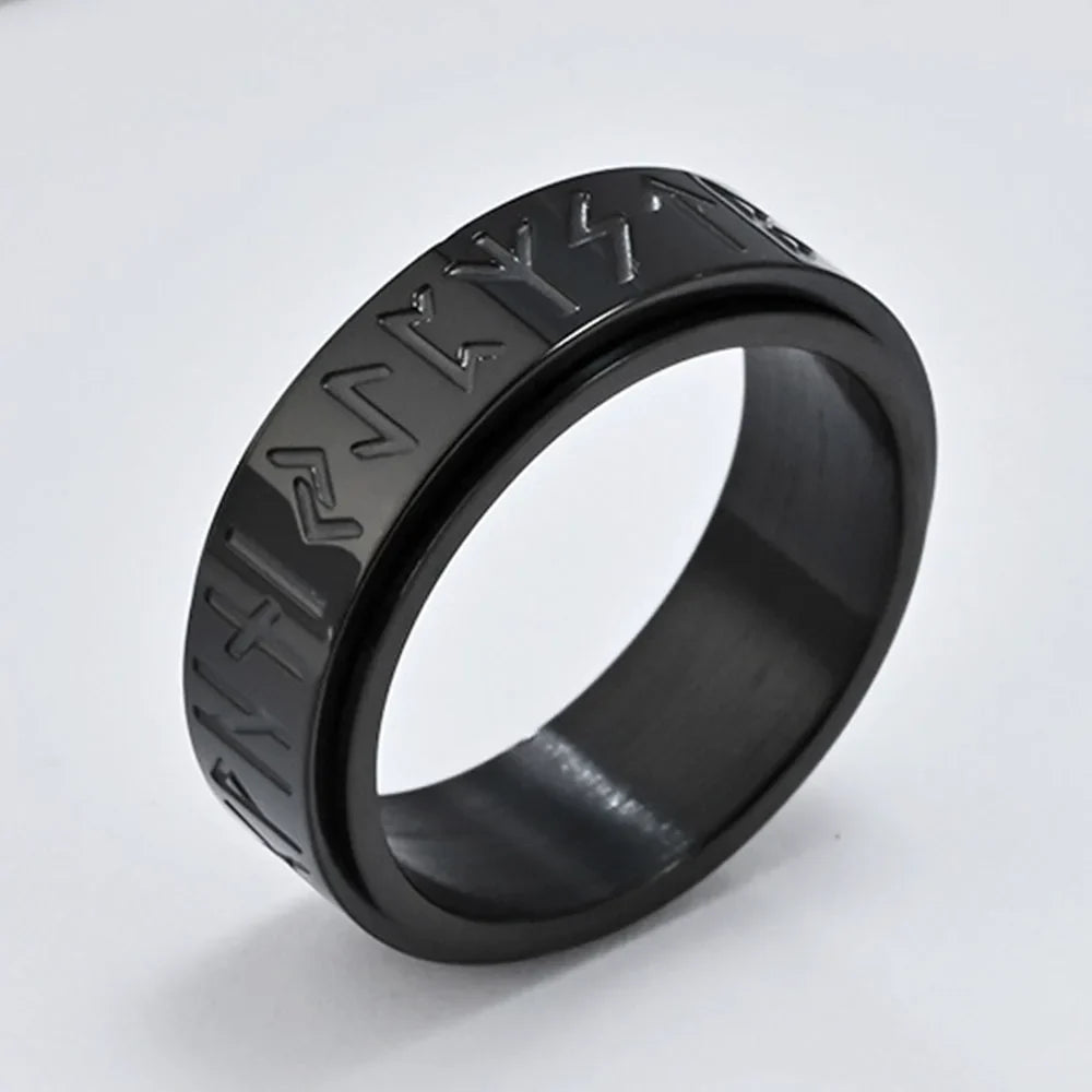 Viking Ring for Menn Anti-Stress Roterende Svart