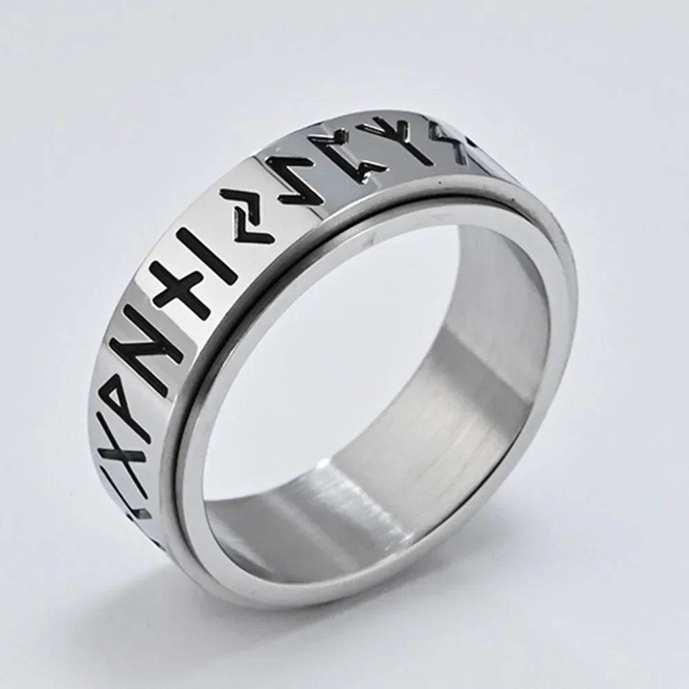 Viking Ring for Menn Anti-Stress Roterende Sølv