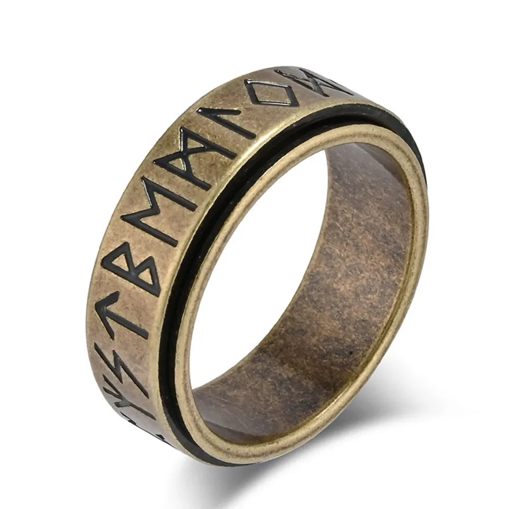 Viking Ring for Menn Anti-Stress Roterende Gull