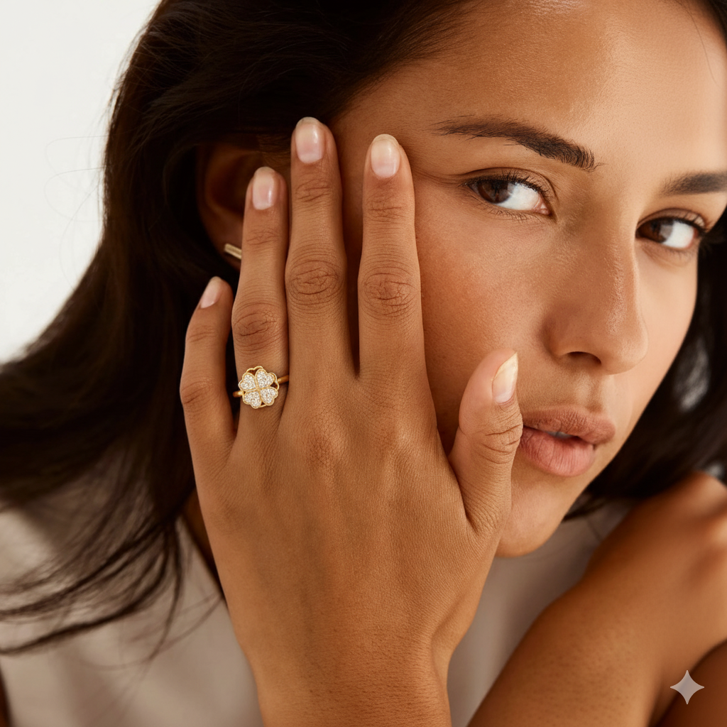 Prstýnek proti stresu s otáčivým čtyřlístkem 